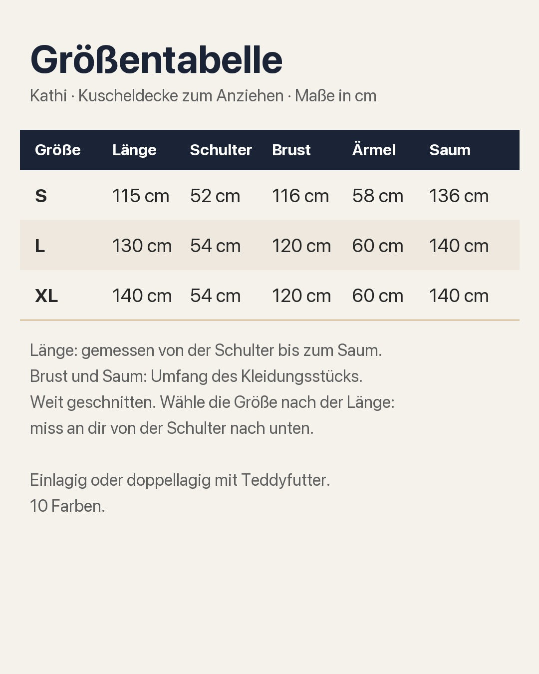 Kathi | Kuscheldecke zum Anziehen mit Taschen – Infografik 2
