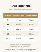Luise | Spitzenbluse mit V-Ausschnitt – Ansicht Größentabelle