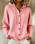 Martha | Strickjacke mit Kapuze und Knöpfen – Rosa