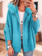 Brynja – Strickcardigan mit Fellkapuze