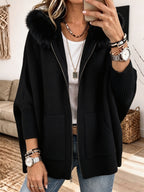 Brynja – Strickcardigan mit Fellkapuze