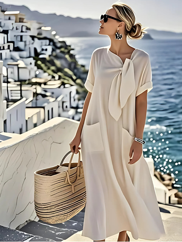 Janet | Elegantes, maxilanges Sommerkleid mit Taschen