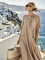 Janet | Elegantes, maxilanges Sommerkleid mit Taschen