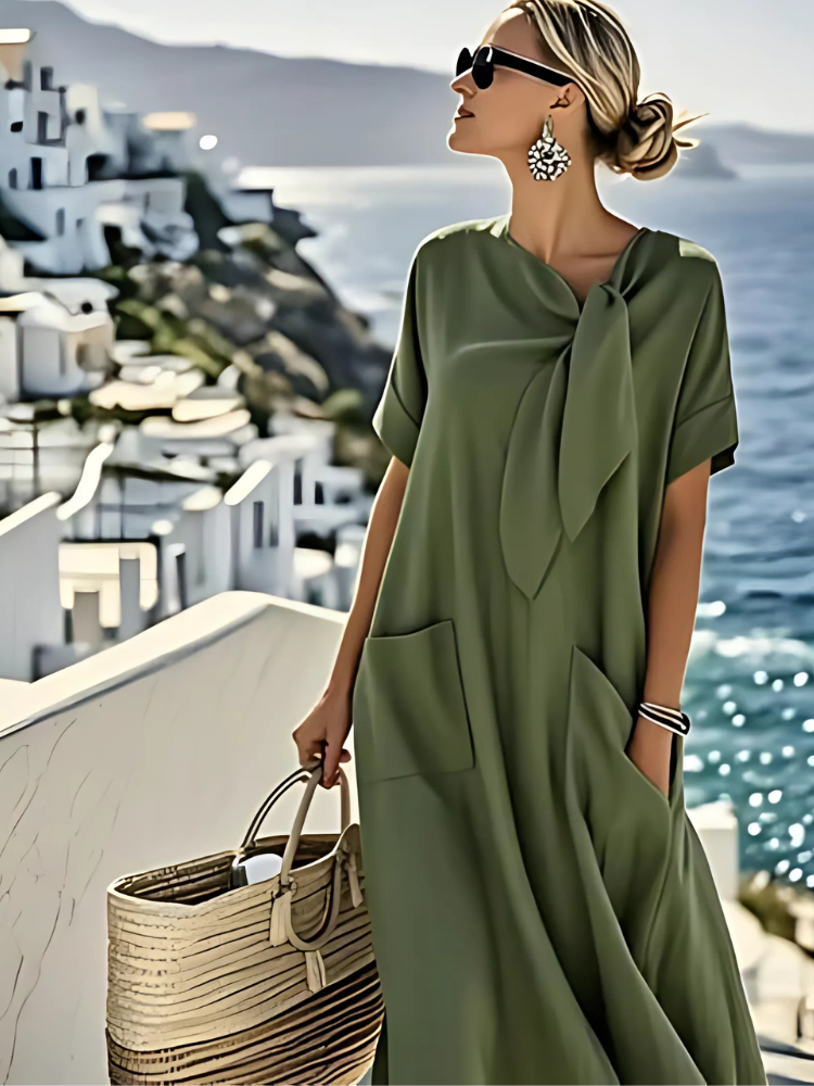 Janet | Elegantes, maxilanges Sommerkleid mit Taschen