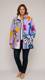 Rhea | Lässige Steppjacke mit Hundemuster