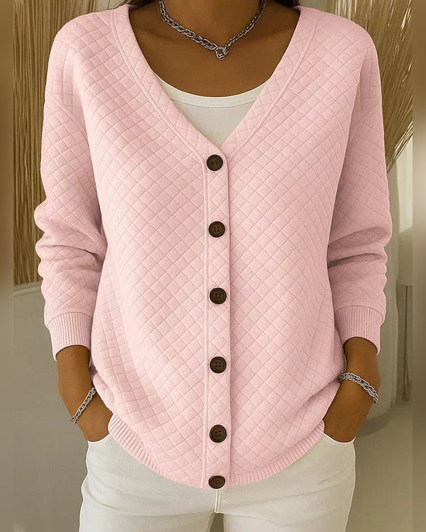Rosa | Strickjacke mit Rautenmuster – Rosa